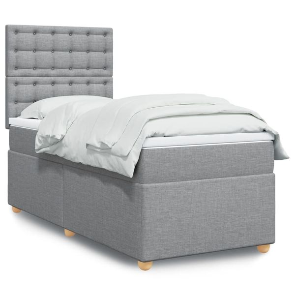 vidaXL Posteľný rám boxsping s matracom bledosivý 90x190 cm látka
