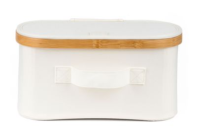 Úložný box G21 30 x 15 x 15 cm, bambusový s vekom, béžový