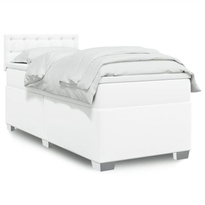 vidaXL Boxspring posteľ s matracom biela 80x200 cm umelá koža