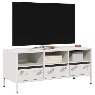 vidaXL TV skrinka biela 101,5x39x43,5 cm oceľ valcovaná za studena