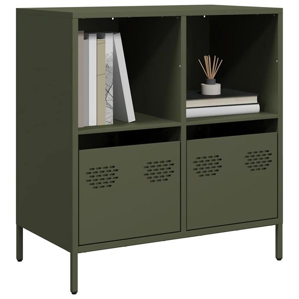 vidaXL Komoda olivovozelená 68x39x73,5 cm oceľ valcovaná za studena