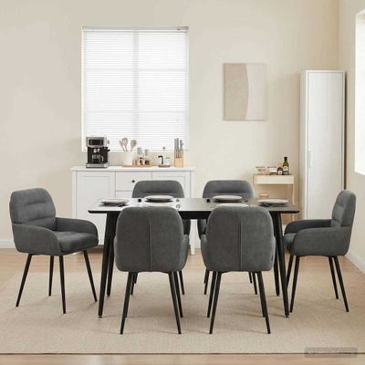 vidaXL Jedálenské stoličky 6 ks Zamat Tmavosivá 59 x 59,5 x 90 cm