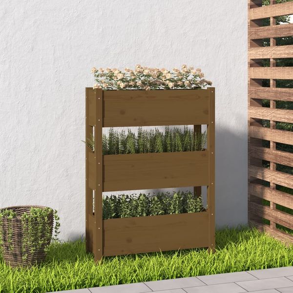 vidaXL Kvetináč medovo-hnedý 77x25x104,5 cm borovicový masív