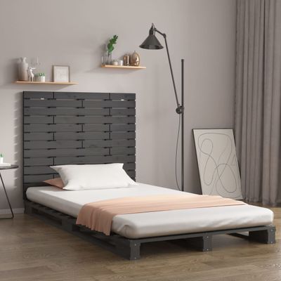 vidaXL Nástenné čelo postele sivé 96x3x91,5 cm masívna borovica