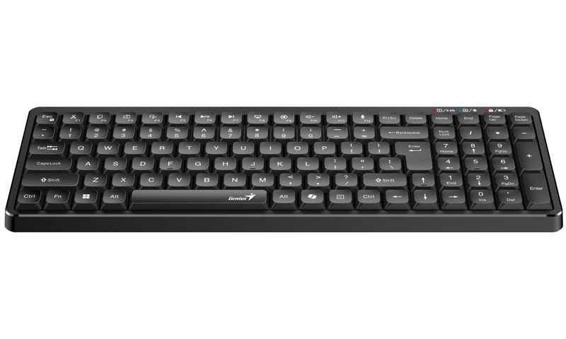 GENIUS LuxeMate Q7100BT Wireless/ duální BT+2,4GHz/ Copilot/ USB/ černá/ CZ+SK layout Klávesnice, Bluetooth 5.0 + 2,4 GHz, retro typewriter keycaps, Copilot AI klávesa, kompaktní design, dosah 10 m, cerná