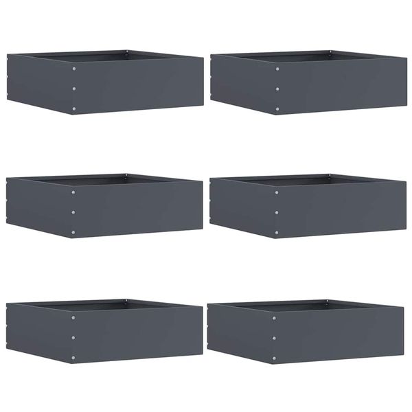 vidaXL Obrubník trávnika 6 pcs Antracit 40 x 40 x 13 cm Oceľ