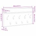 vidaXL Vešiak na stenu Nástenná montáž Dymová dub 80 x 40 x 12 cm