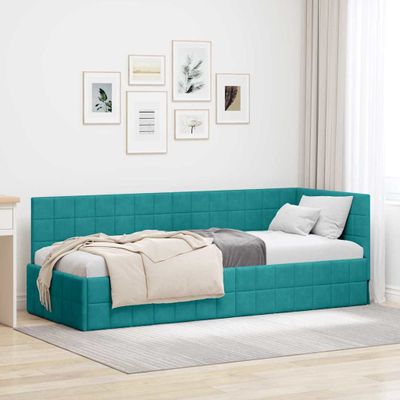 vidaXL Rohový rám postele Tyrkysová 80 cm x 200 cm Zamat