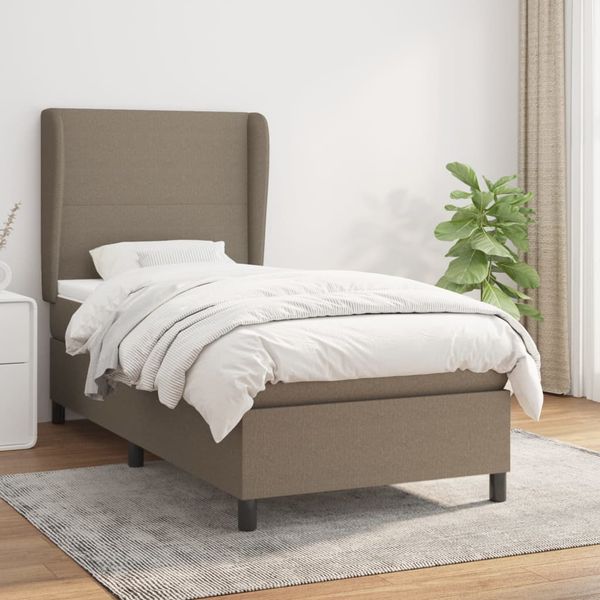 vidaXL Posteľný rám boxspring s matracom sivohnedý 90x190 cm látka