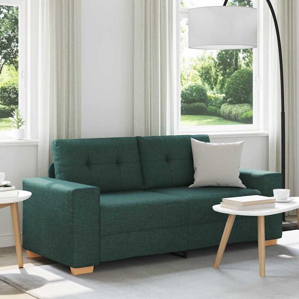 vidaXL Dvojpohovka, tmavozelená, 180x77x82 cm, látka