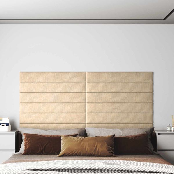 vidaXL Nástenný čelník 12 pcs Krémová 90 x 15 cm látka