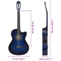 vidaXL Folková klasická gitara s výrezom, ekvalizér, 6 strún, modrá