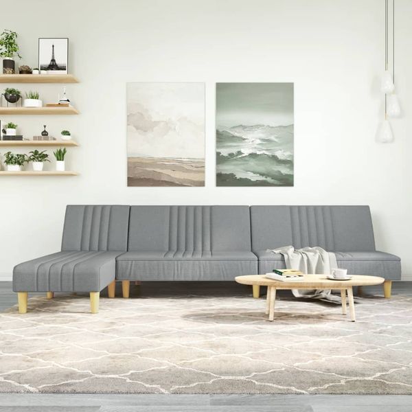 vidaXL Pohovka v tvare L bledosivá 255x140x70 cm látka