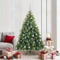 vidaXL Umelý vianočný stromček s 300 LED-i Zelená 180 cm PE a PVC