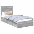 vidaXL Úložná posteľ Sivý Sonoma 75 x 190 cm Kompozitné drevo