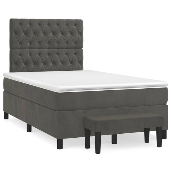 vidaXL Boxspring posteľ s matracom, tmavosivá 120x190 cm, zamat