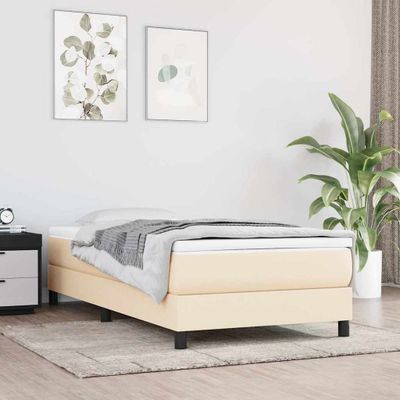 vidaXL Posteľný rám s boxspringom krémová 100x200 cm látka