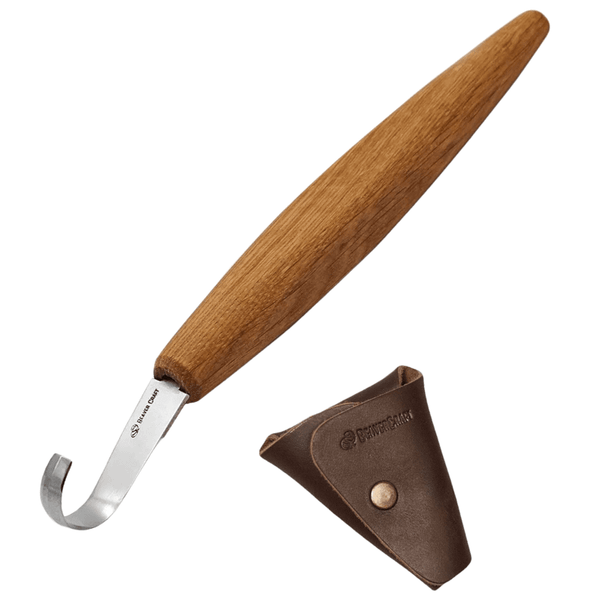 SK5S Beavercraft Spoon Carving Knife Deep Cut Bevels with leather sheath