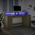 vidaXL Stôl s LED svetlami dub sonoma 160x55x91 cm kompozitné drevo