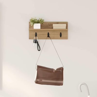 vidaXL Vešiak na stenu Nástenná montáž Remeselný dub 40 x 10,5 x 18 cm