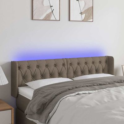 vidaXL Čelo postele s LED sivohnedé 163x16x78/88 cm látka