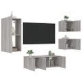 vidaXL 5-dielne TV nástenné skrinky s LED sivé sonoma kompozitné drevo
