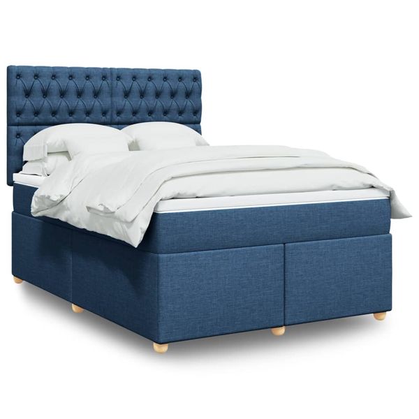 vidaXL Posteľný rám boxspring s matracom modrý 160x200 cm látka