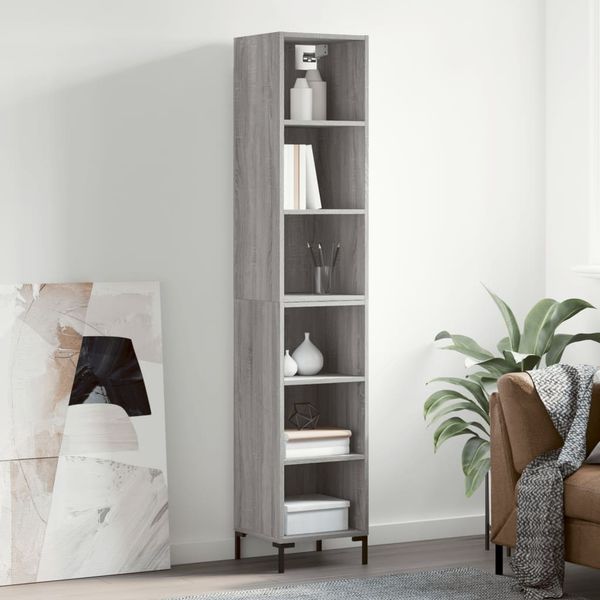 vidaXL Vysoká skrinka sivá sonoma 69,5x32,5x180 cm spracované drevo