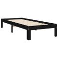 vidaXL Posteľný rám s čelom, čierny, jednolôžko, masívne drevo