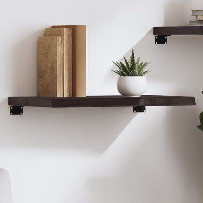 vidaXL Nástenná polica tmavohnedá 60x40x(2-4) cm ošetrený dubový masív