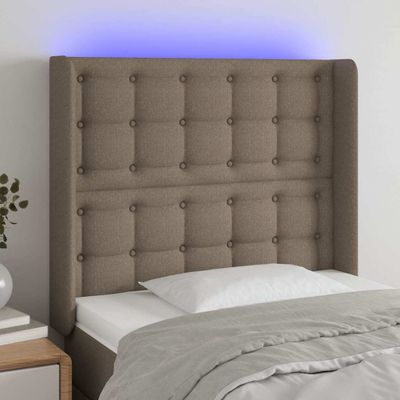 vidaXL Čelo postele s LED sivohnedé 93x16x118/128 cm látka