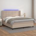 vidaXL Boxspring posteľ matrac a LED kapučínová 180x200 cm umelá koža