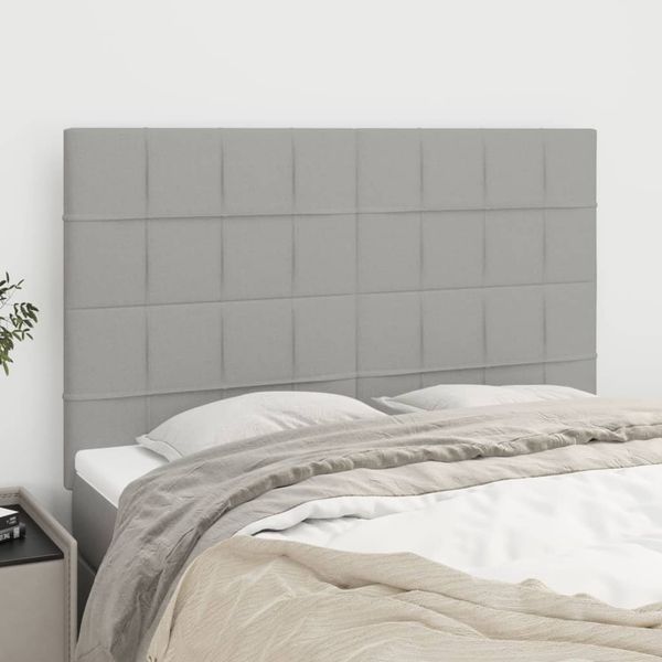 vidaXL Čelo postele svetlosivé 144x5x118/128 cm látkové