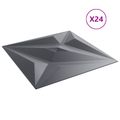 vidaXL Nástenné panely 24 ks 50 x 50 cm Star Šedý XPS Pena