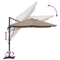 vidaXL Slnečník 351 x 250 x 260 cm Polyester a hliník Sivohnedá