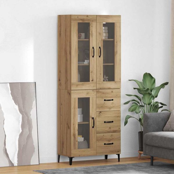 vidaXL Highboard Remeselný dub 69,5 x 34 x 180 cm Kompozitné drevo