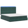 vidaXL Ottoman posteľ s matracom a LED Tmavozelená 180 x 200 cm Zamat
