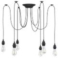 vidaXL Závesná lampa s 6 objímkami E27 čierny kov