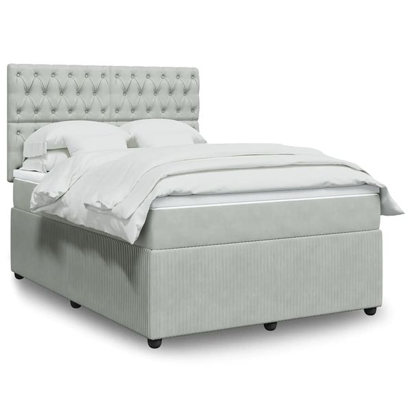 vidaXL Posteľný rám boxsping s matracom bledosivý 140x190 cm zamat