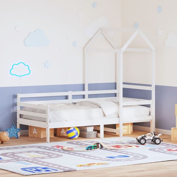 vidaXL Denná posteľ so strieškou biela 80x200 cm borovicový masív