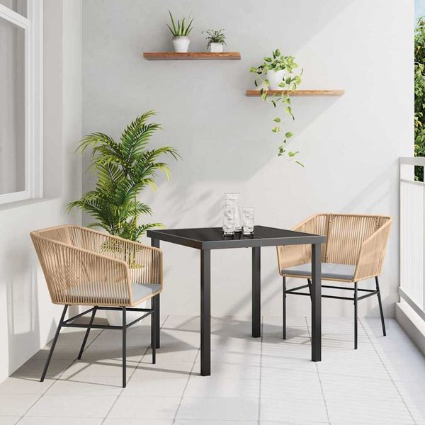 vidaXL Záhradný jedálenský set s vankúšom 3 pcs Hnedá