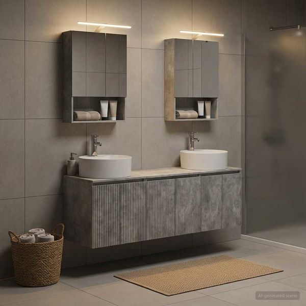 vidaXL Set kabinetov do kúpeľne 5 pcs Betónovo sivá Kompozitné drevo