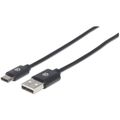 MANHATTAN Kábel, USB-A/USB-C, 0,5m, čierny