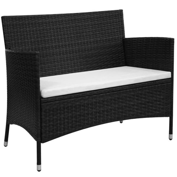 vidaXL Záhradná lavička 90 cm, polyratan, čierna