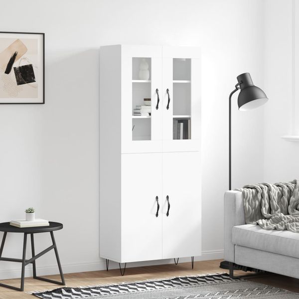 vidaXL Vysoká skrinka biela 69,5x34x180 cm spracované drevo