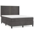 vidaXL Posteľný rám boxspring s matracom tmavosivý 140x200 cm zamat