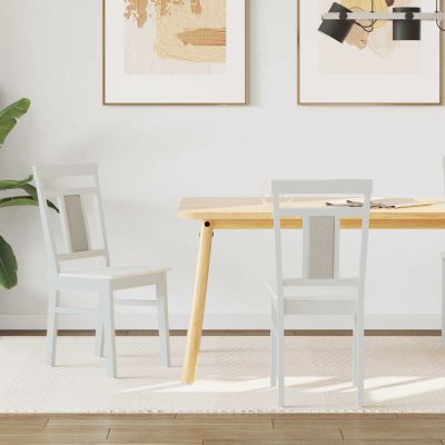 vidaXL Jedálenská stolička 2 pcs Biela Masívne kaučukové drevo