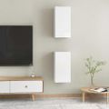 vidaXL | Nástenný TV kabinet | 2 pcs Vysoký lesk bielej 31 x 30 x 60 cm