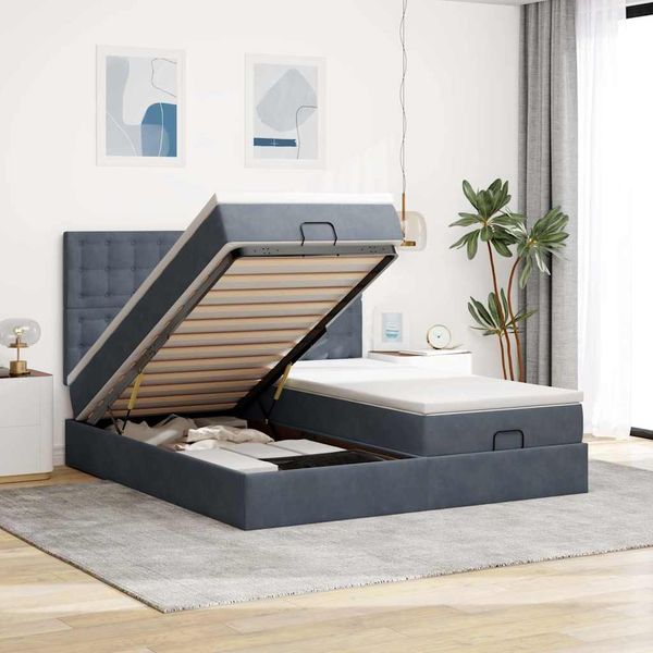 vidaXL Osmanský rám postele s matracmi tmavosivá 200x200 cm zamat