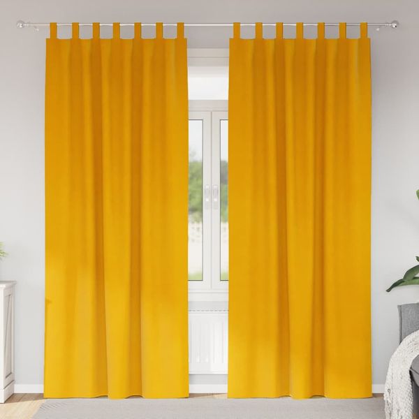 vidaXL Zatemňovacie závesy 2 pcs Horčicová žltá 140 x 260 cm Zamat